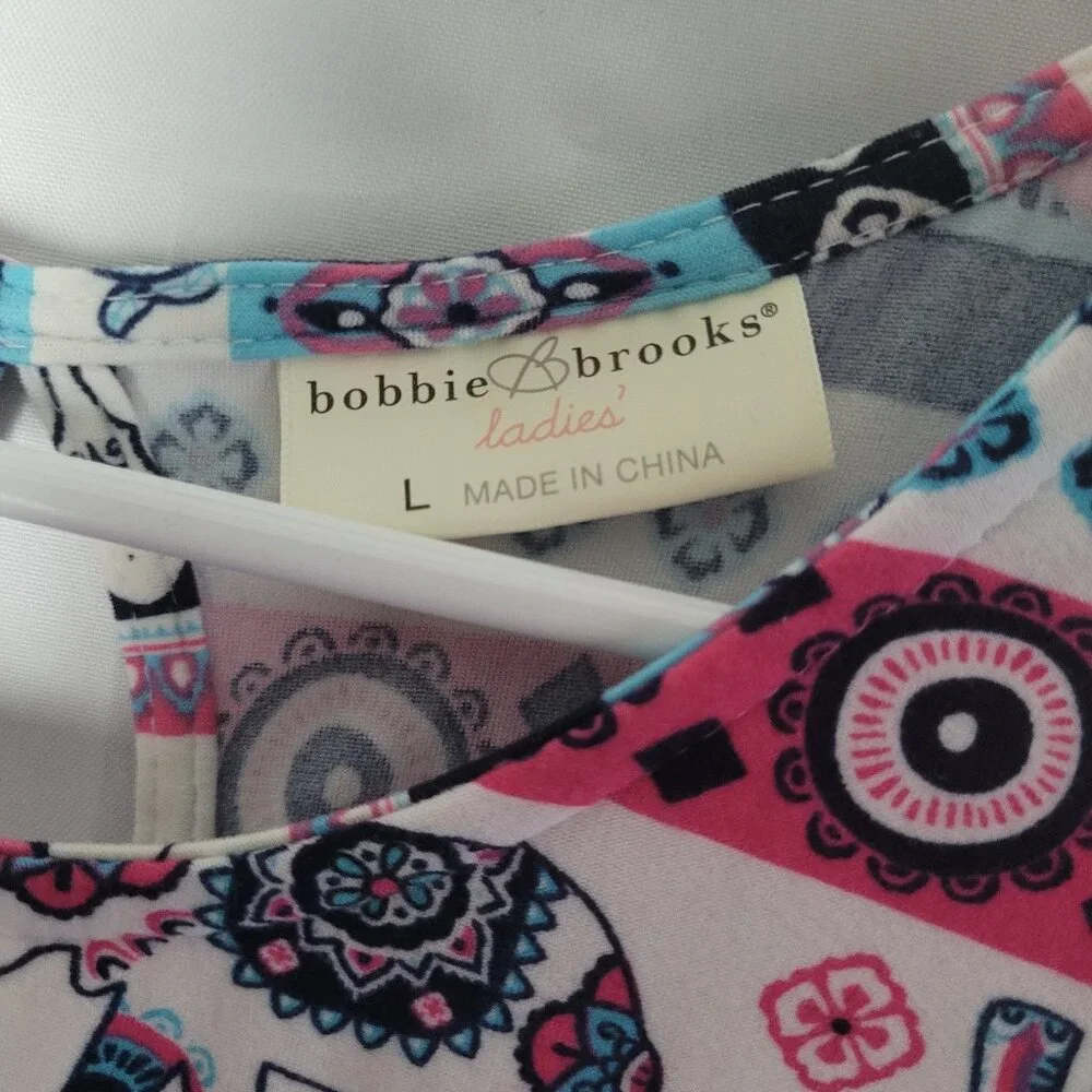 Bobbie Brooks Womens Large Sleeveless Tank Dress Multicolor Elephant Geo Print - Picture 3 of 3